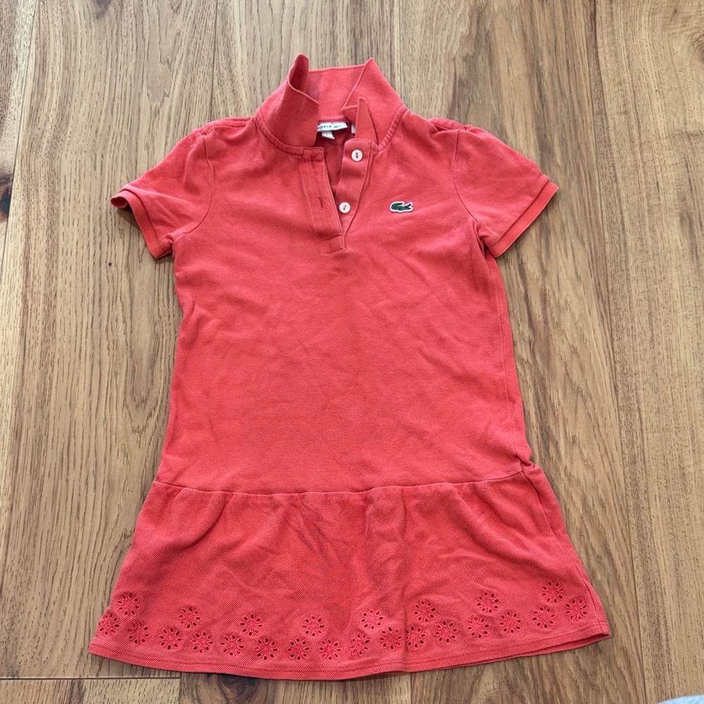 Lacoste Pink Polo Dress with Eyelet Hem
